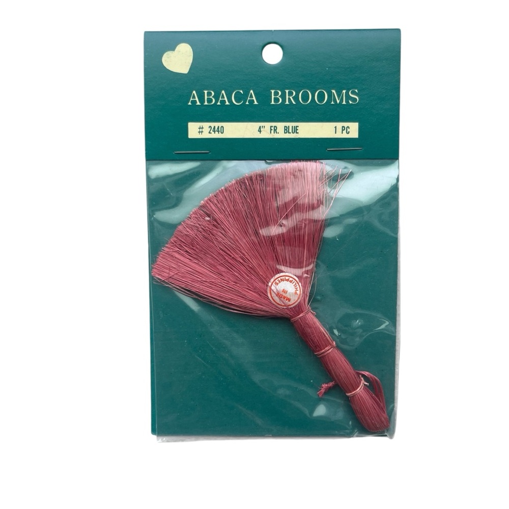 Abaca Mini 4” Broom in Red for Crafting, Decor
